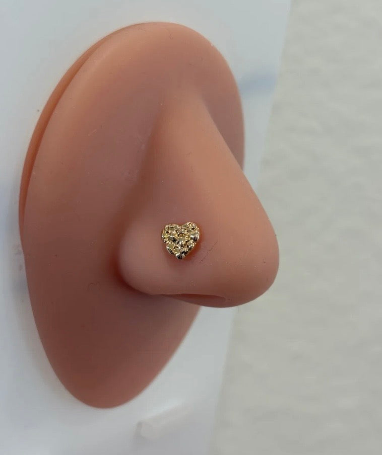 Heart nose earring stud