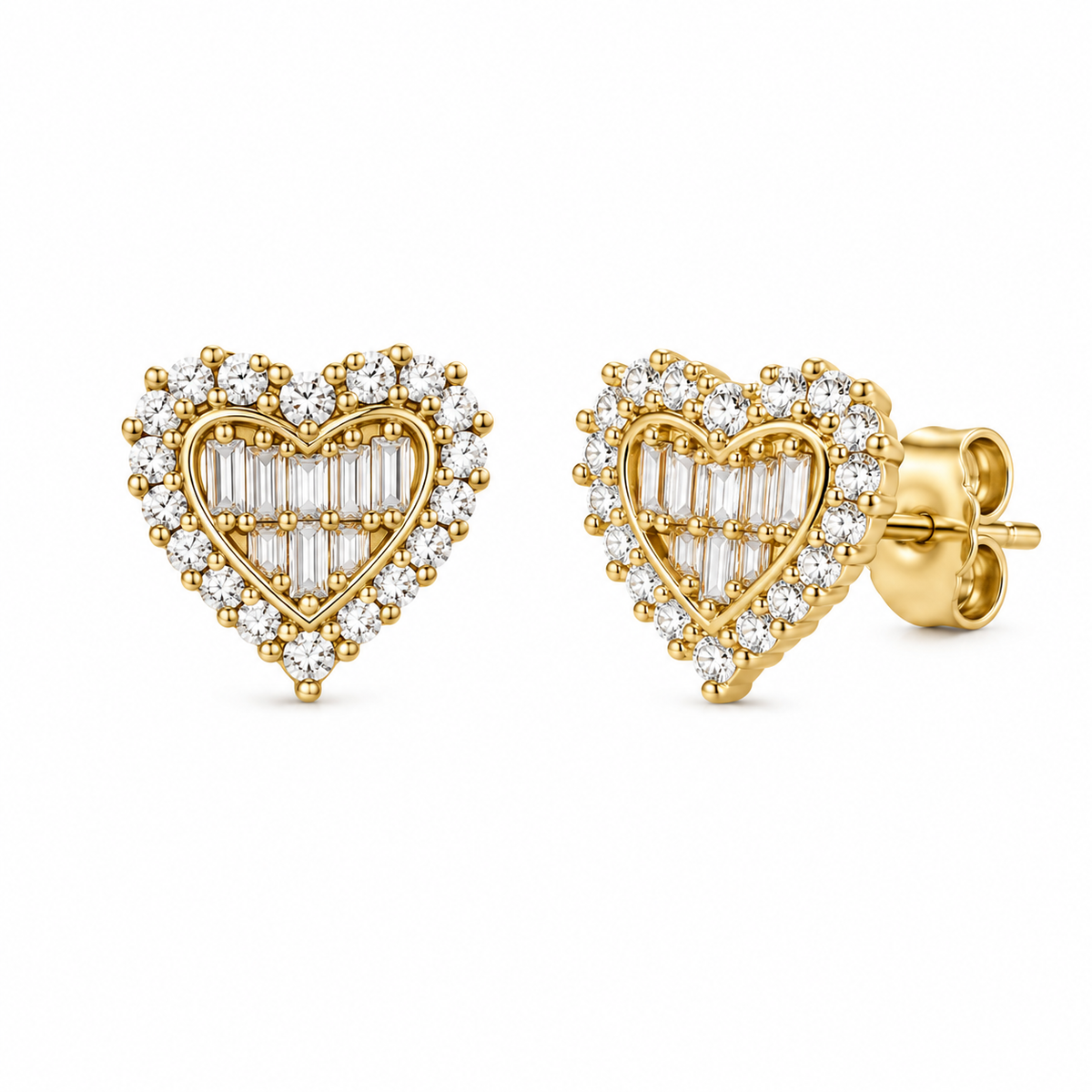 Hearts white stone earrings