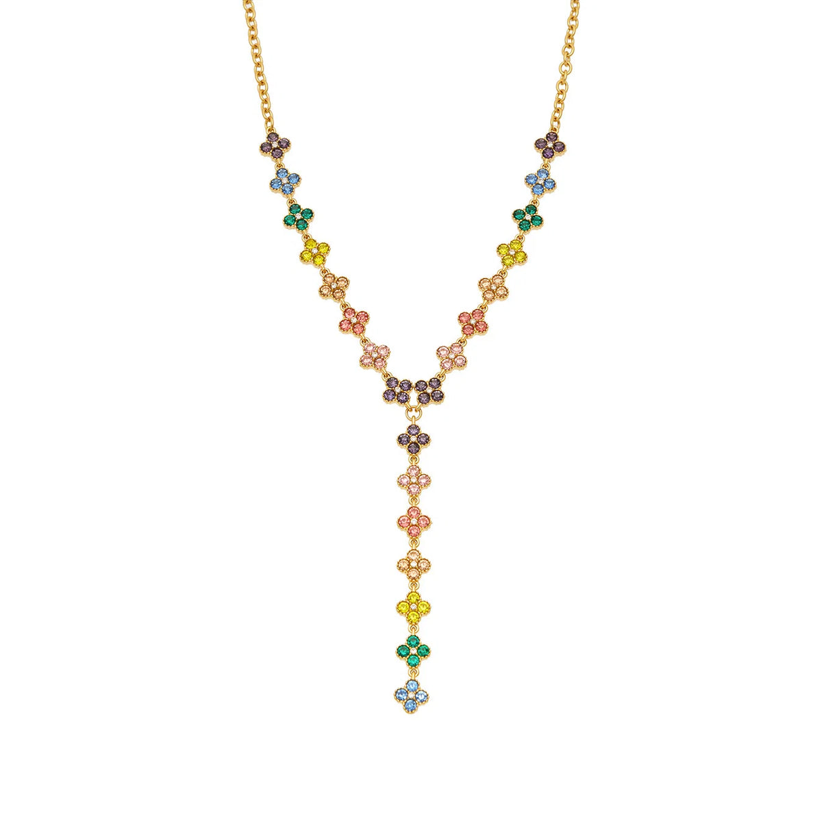Colorful Floral Lariat Necklace