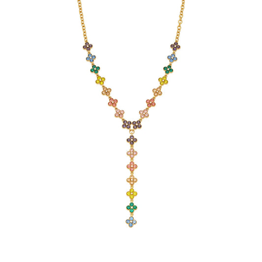 Colorful Floral Lariat Necklace